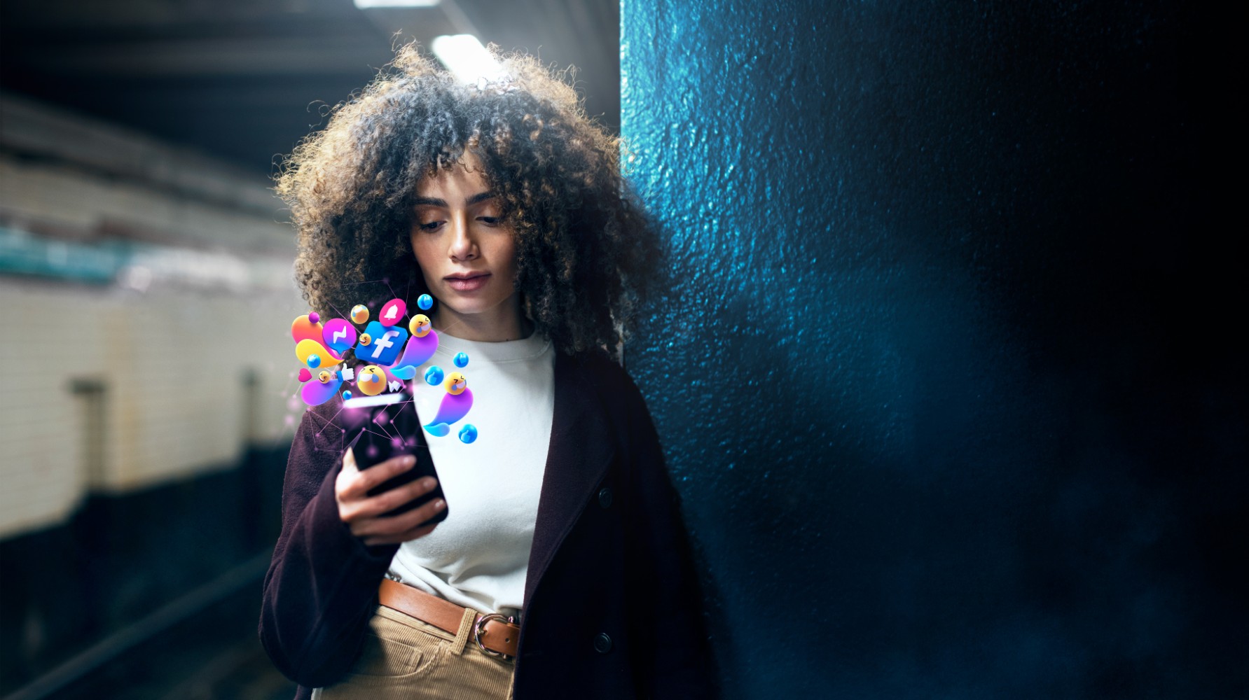 Woman engaging with content on her phone