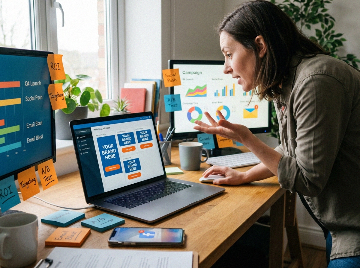 Marketer reviewing dashboards